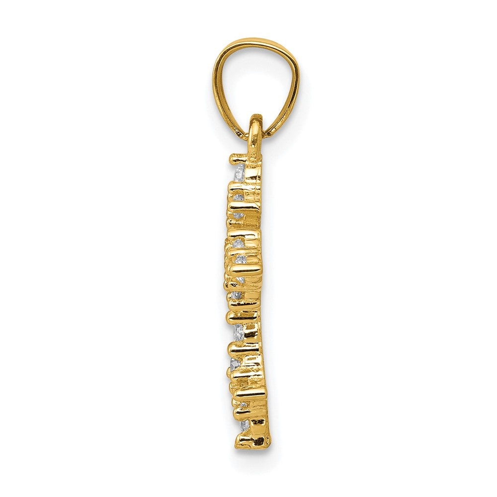 10k Yellow Gold 13 mm CZ Cubic Zirconia Passion Cross Pendant (0.79 grams)