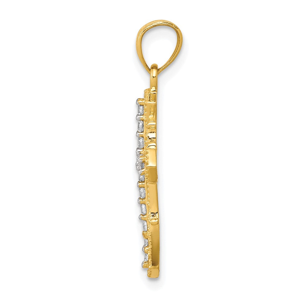 10k Yellow Gold 19 mm CZ Cubic Zirconia Cross Pendant (1.1 grams)