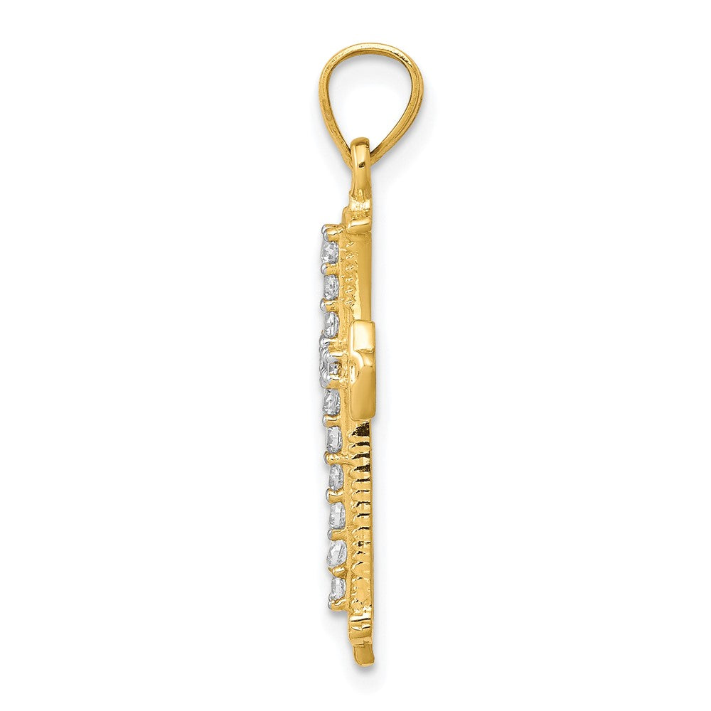 10k Yellow Gold 16 mm CZ Cubic Zirconia Cross Pendant (1.28 grams)