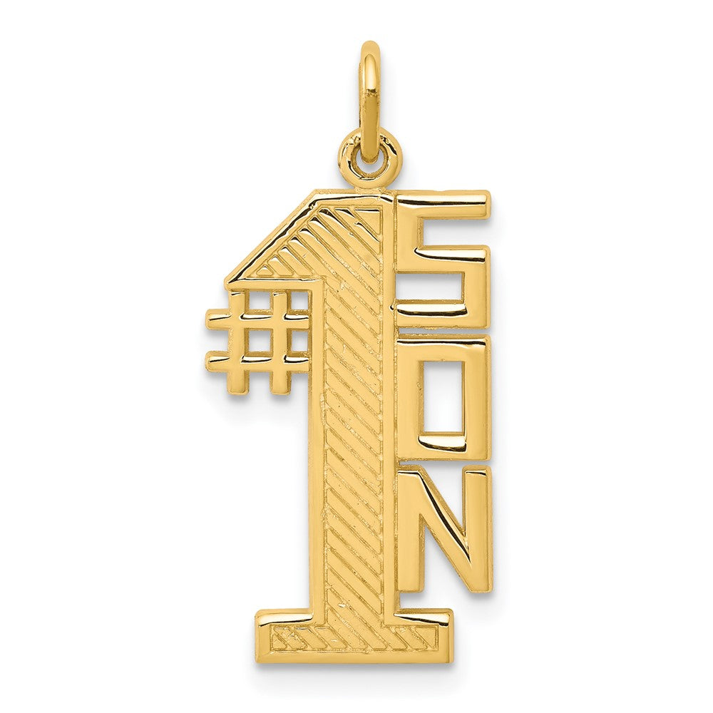 10k Yellow Gold 11 mm Lined Design #1 SON Charm (1.22 grams)