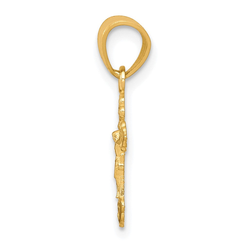 10k Yellow Gold 9 mm Tiny Jesus Crucifix Pendant (0.3 grams)