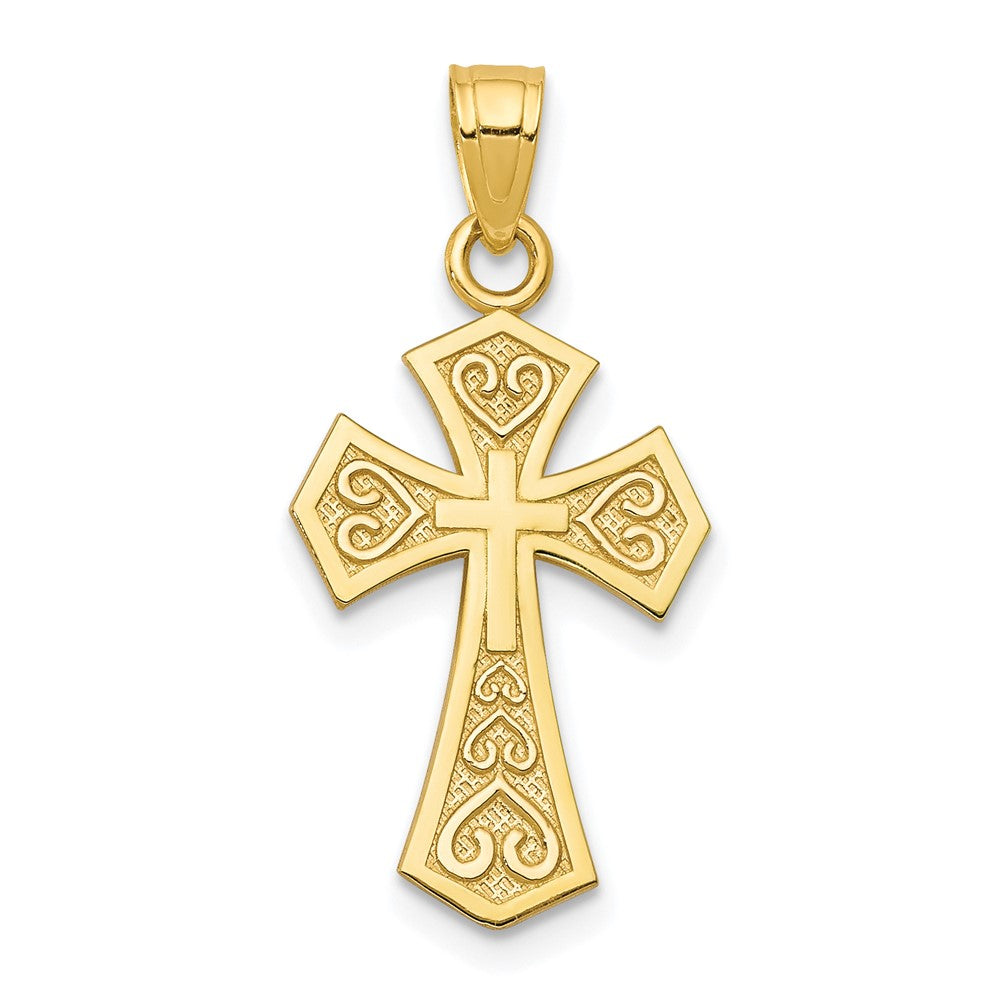 10k Yellow Gold 13 mm Reversible Cross Charm (0.81 grams)