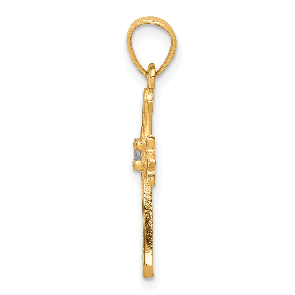 10k Yellow Gold 13 mm CZ Cubic Zirconia Cross Pendant (0.68 grams)
