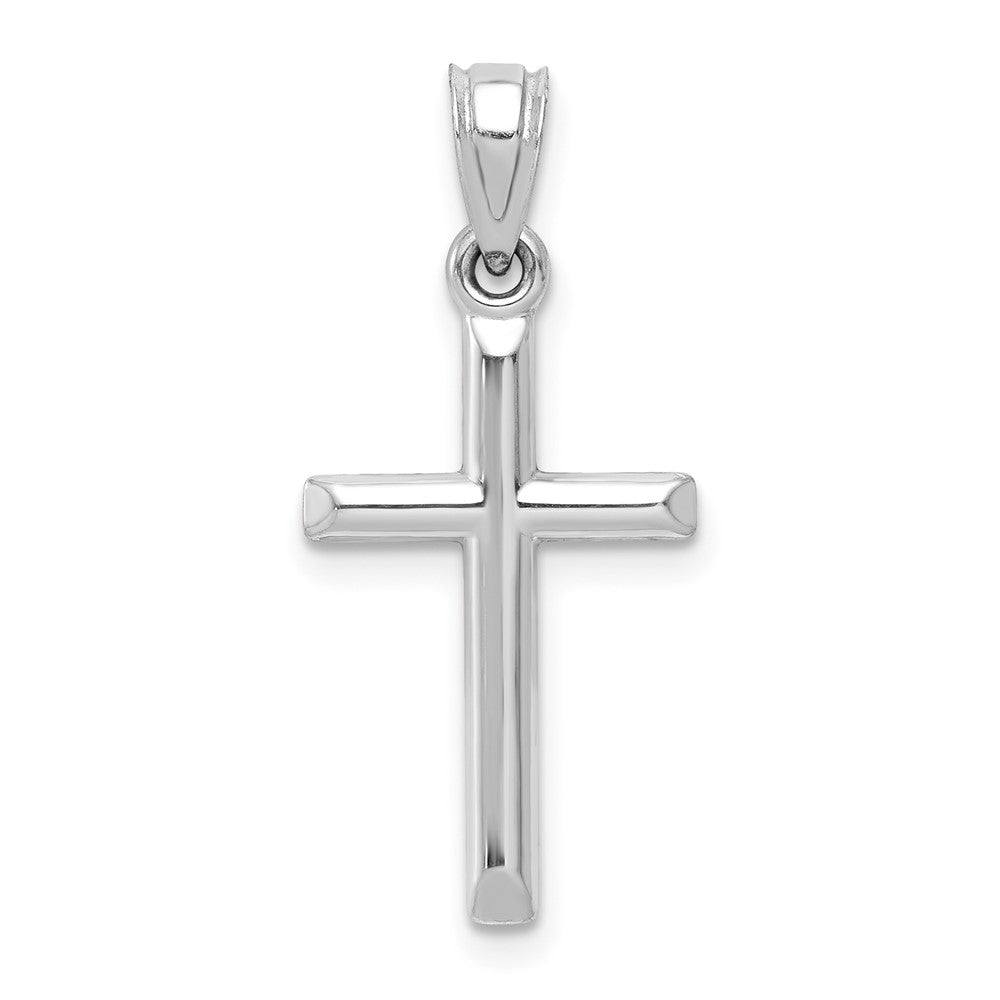 10k White Gold 11.88 mm Hollow Cross Pendant (0.41 grams)
