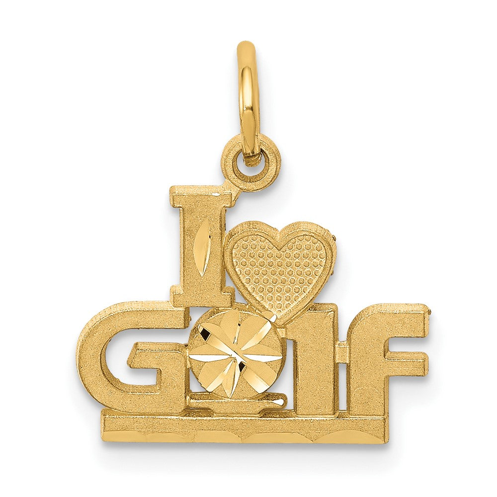 10k Yellow Gold 14 mm I HEART GOLF Charm (0.87 grams)
