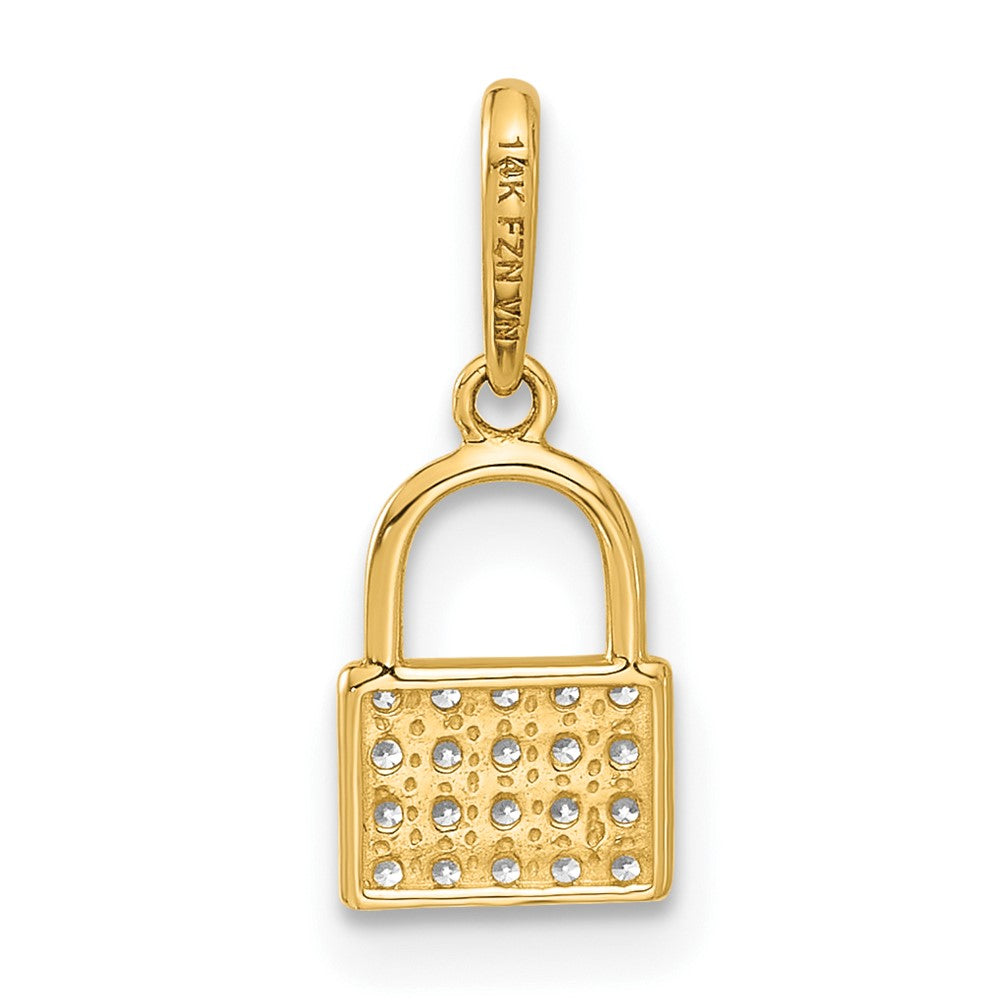 10k Yellow Gold 6.3 mm Polished CZ Cubic Zirconia Lock Charm (0.31 grams)