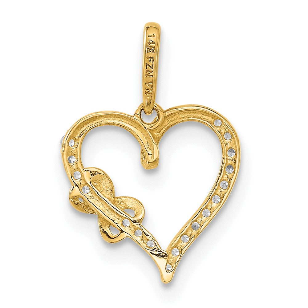 10k Yellow Gold 11.7 mm Polished CZ Cubic Zirconia Infinity on Heart Charm