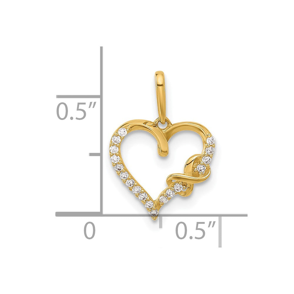 10k Yellow Gold 11.7 mm Polished CZ Cubic Zirconia Infinity on Heart Charm