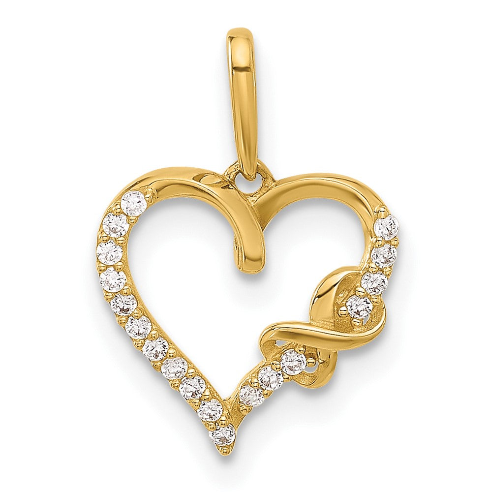 10k Yellow Gold 11.7 mm Polished CZ Cubic Zirconia Infinity on Heart Charm (0.38 grams)