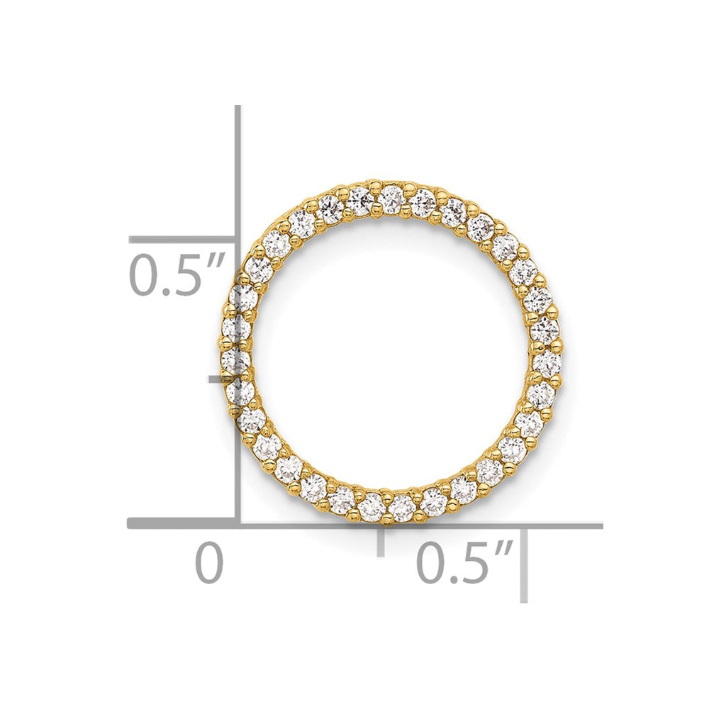 10k Yellow Gold 15.75 mm Polished CZ Cubic Zirconia Circle Chain Slide