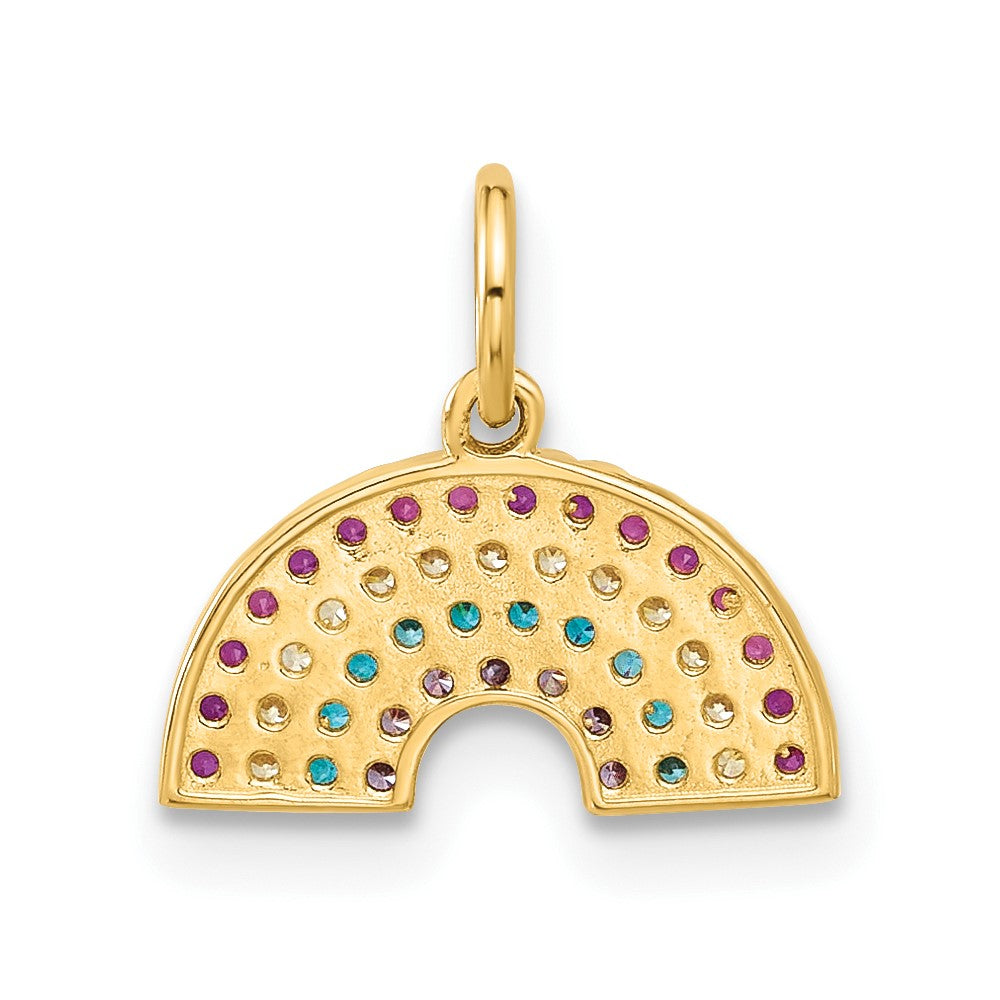 10k Yellow Gold 12.5 mm Polished CZ Cubic Zirconia Rainbow Charm (0.42 grams)