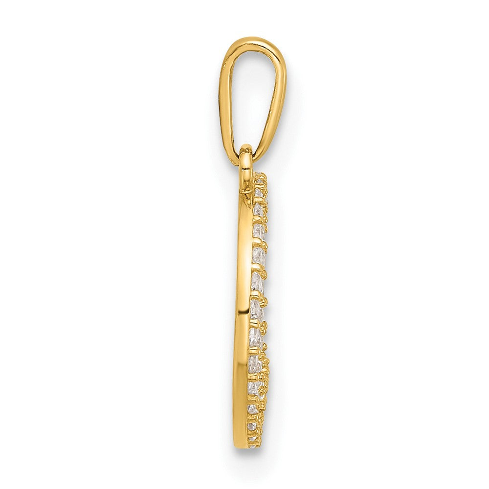 10k Yellow Gold 10 mm Polished Clear CZ Cubic Zirconia Moon and Stars Charm (0.36 grams)