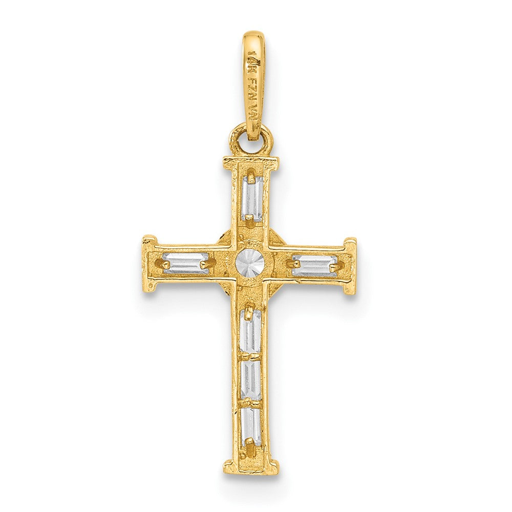 10k Yellow Gold 10.8 mm Polished CZ Cubic Zirconia Cross Charm (0.48 grams)