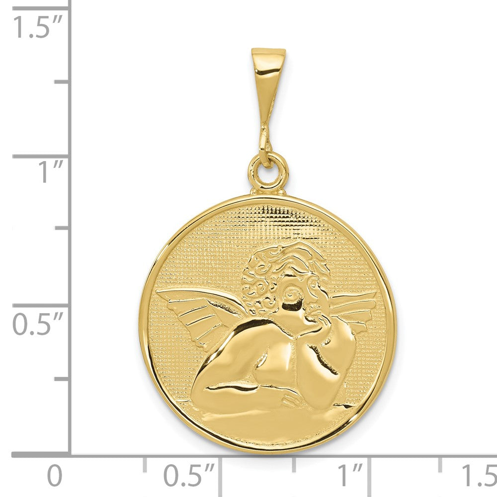 10k Yellow Gold 22 mm Polished & Satin Angel Pendant (2.29 grams)