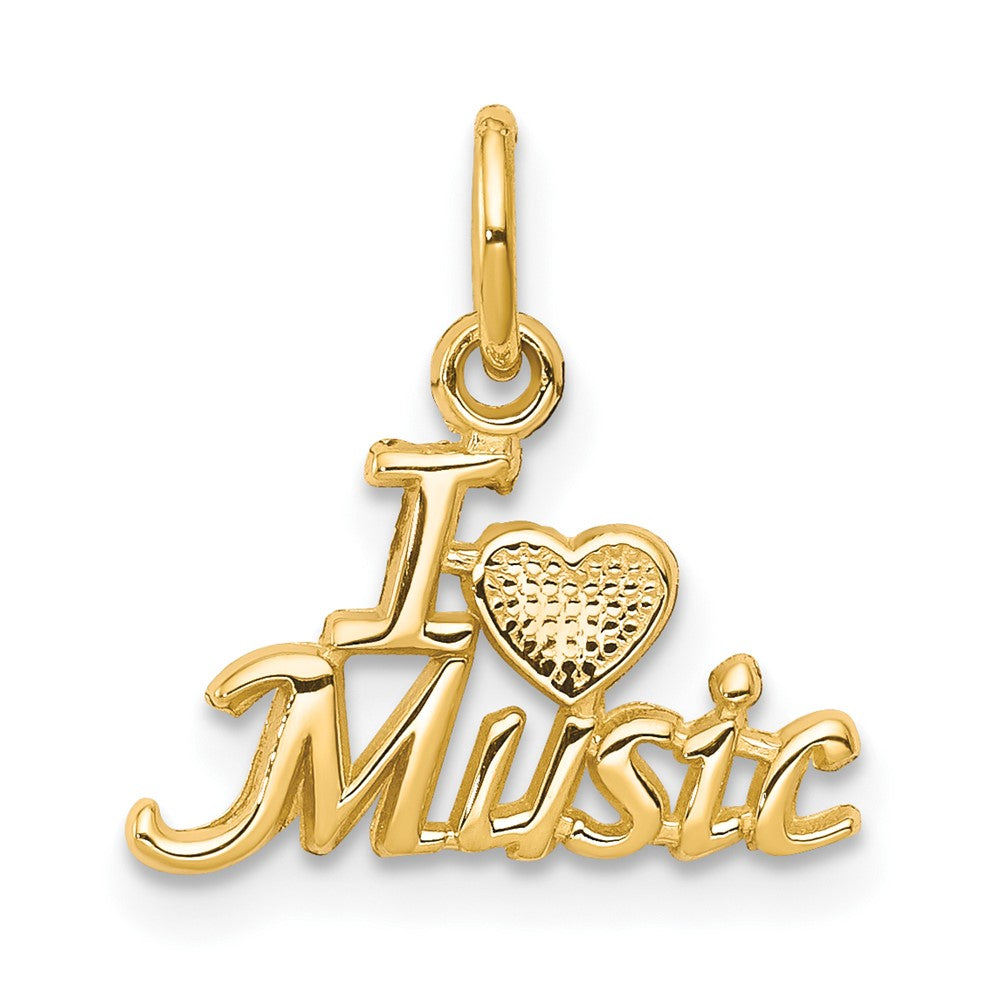 10k Yellow Gold 16 mm I LOVE MUSIC Charm (0.48 grams)