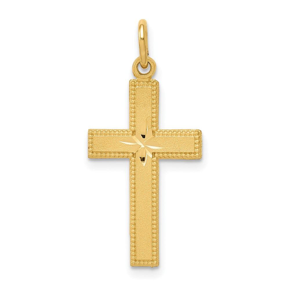 10k Yellow Gold 12 mm Diamond-cut Cross Pendant (0.88 grams)