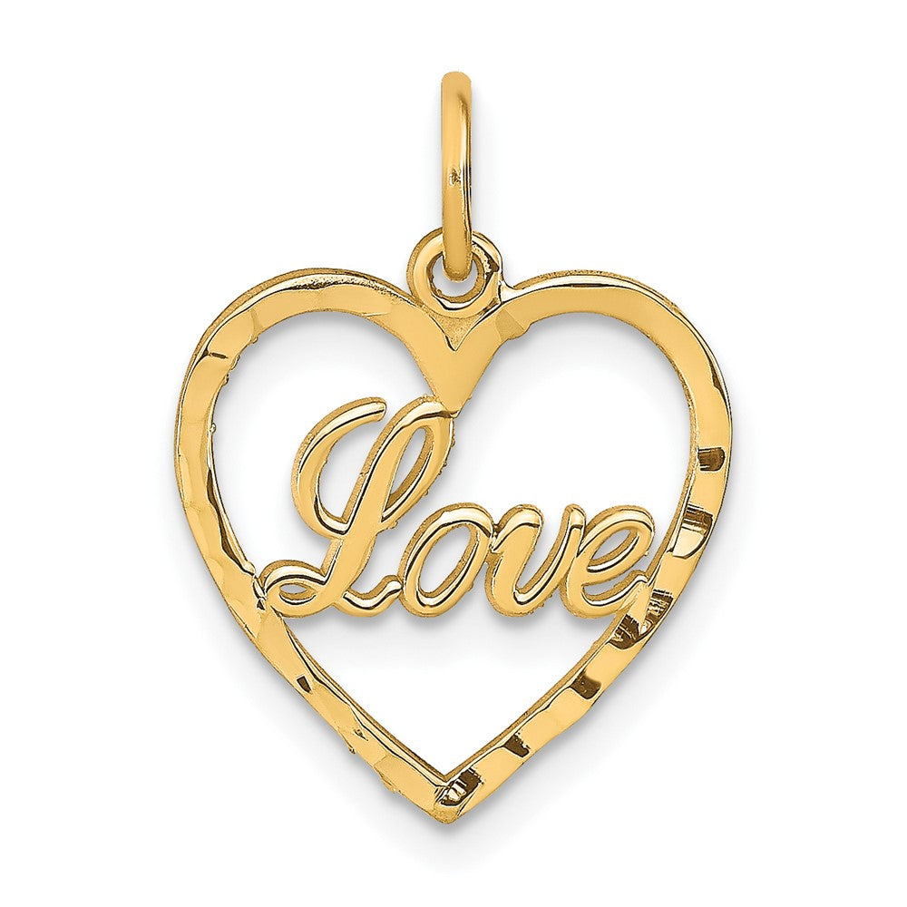 10k Yellow Gold 23 mm Polished LOVE Heart Pendant (0.73 grams)