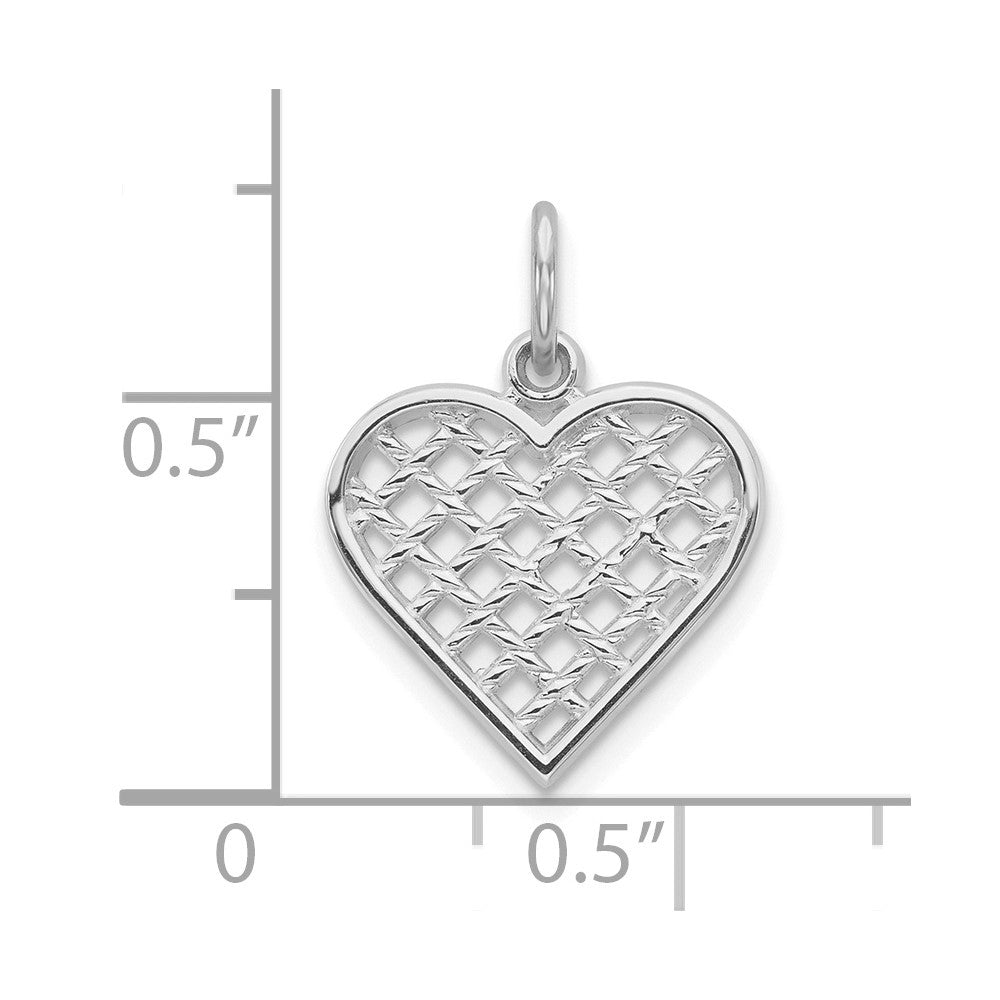 10k White Gold 12 mm Heart Charm (0.59 grams)