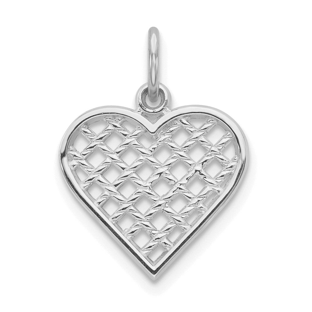 10k White Gold 12 mm Heart Charm (0.59 grams)