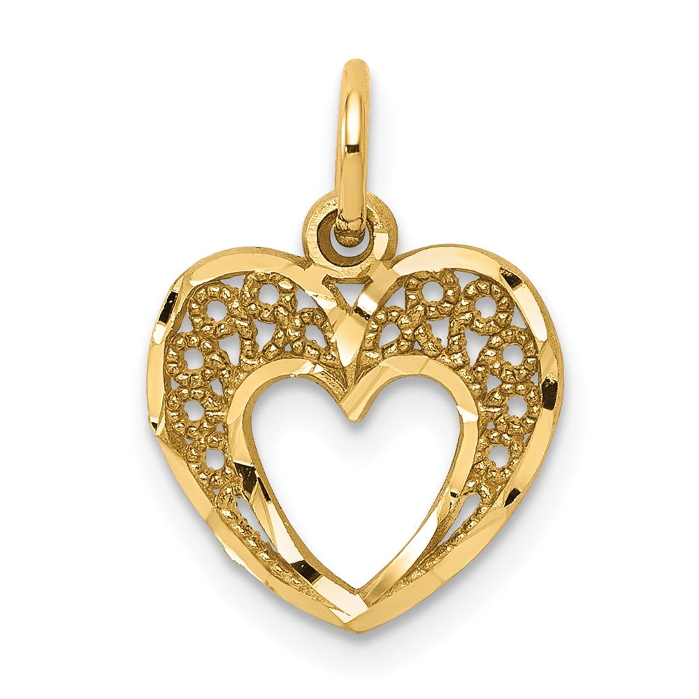 10k Yellow Gold 11 mm Heart Charm (0.5 grams)
