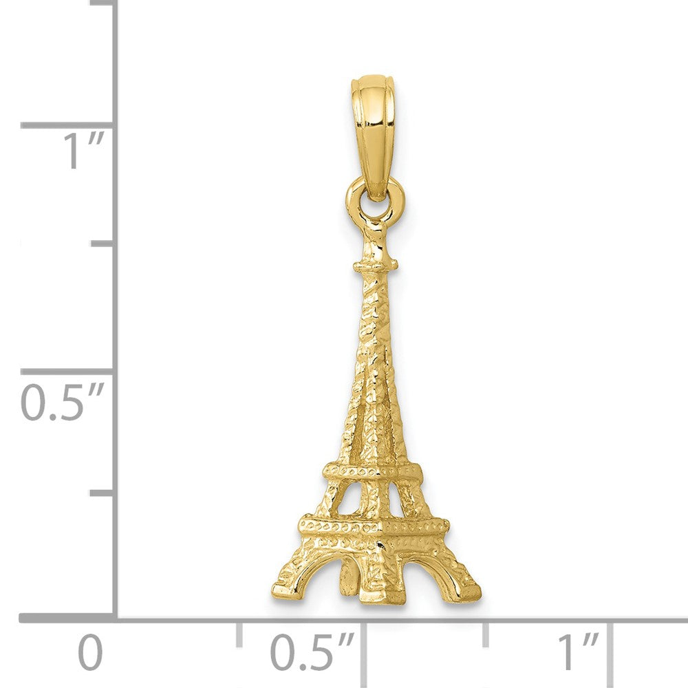 10k Yellow Gold 8 mm Solid Polished 3-D Eiffel Tower Charm (1.28 grams)