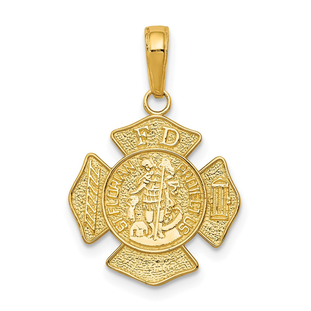 10k Yellow Gold 15.5 mm St. Florian Protect Us/Fire Dept. Pendant (1.16 grams)