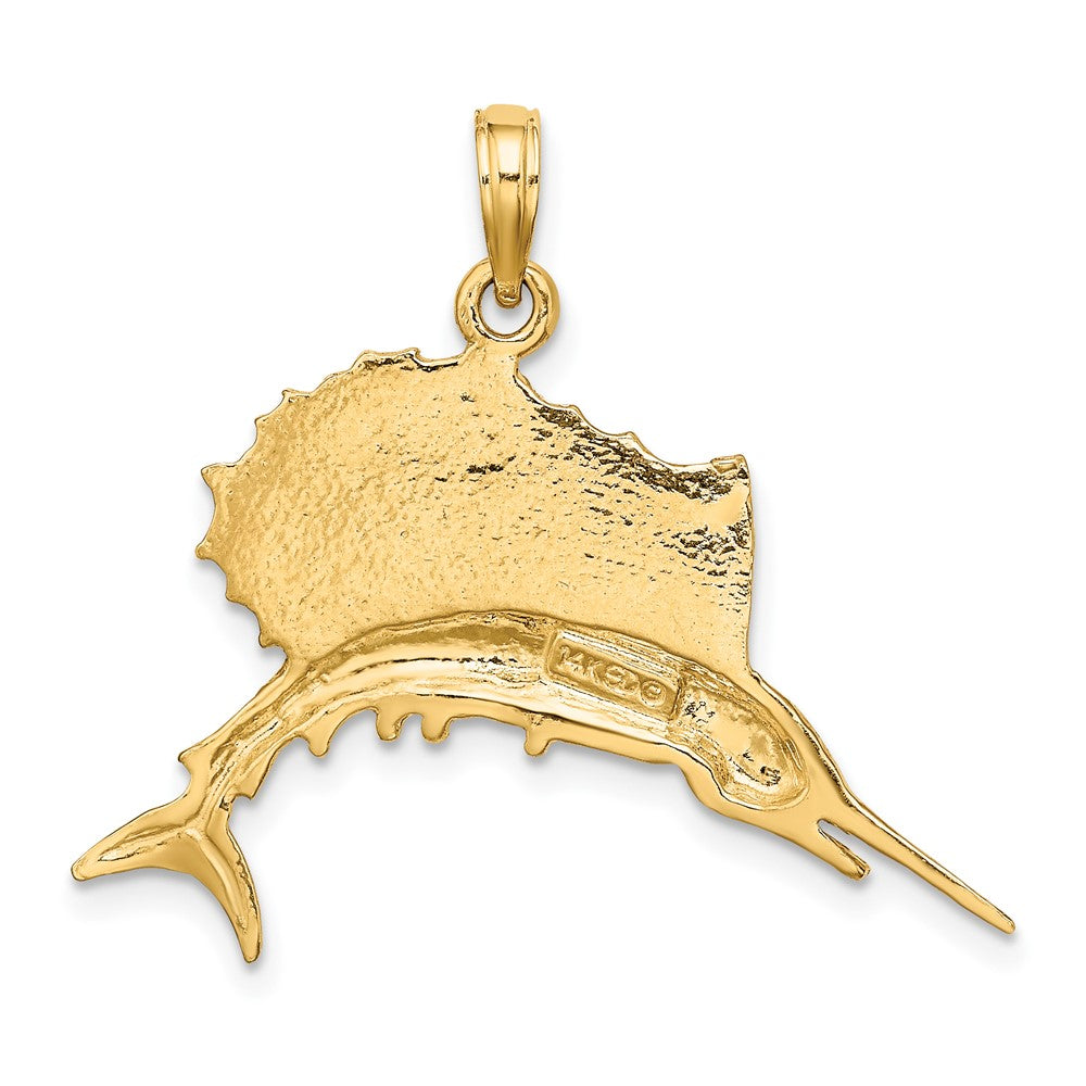 10k Yellow Gold 30 mm Polished Sailfish Pendant (2.45 grams)