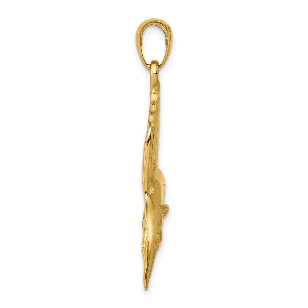 10k Yellow Gold 45 mm Polished Sailfish Pendant (4.14 grams)
