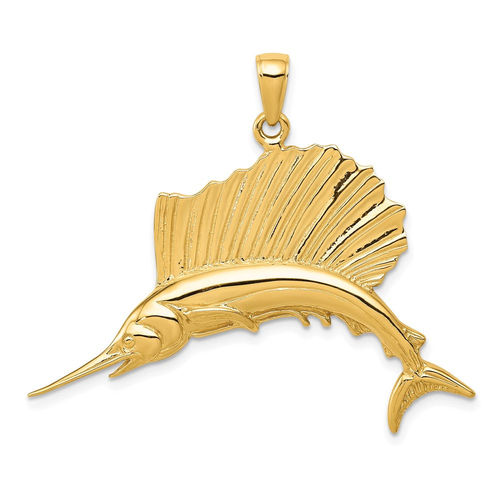 10k Yellow Gold 45 mm Polished Sailfish Pendant (4.14 grams)