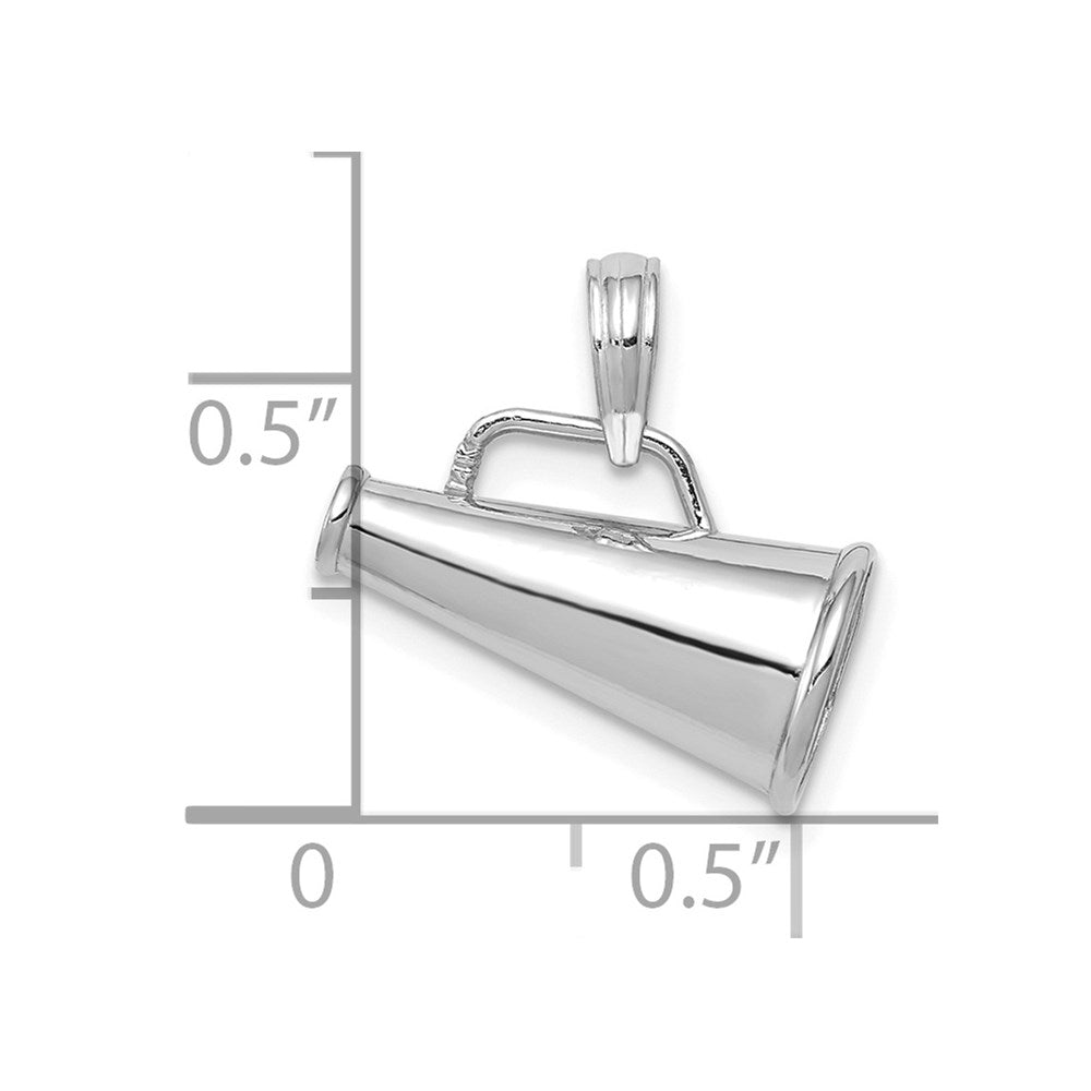 10k White Gold 8.3 mm Polished 3-D Small Megaphone Pendant (1.65 grams)
