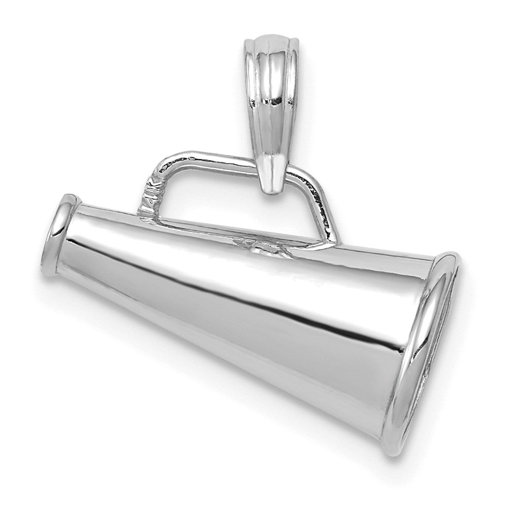 10k White Gold 8.3 mm Polished 3-D Small Megaphone Pendant (1.65 grams)