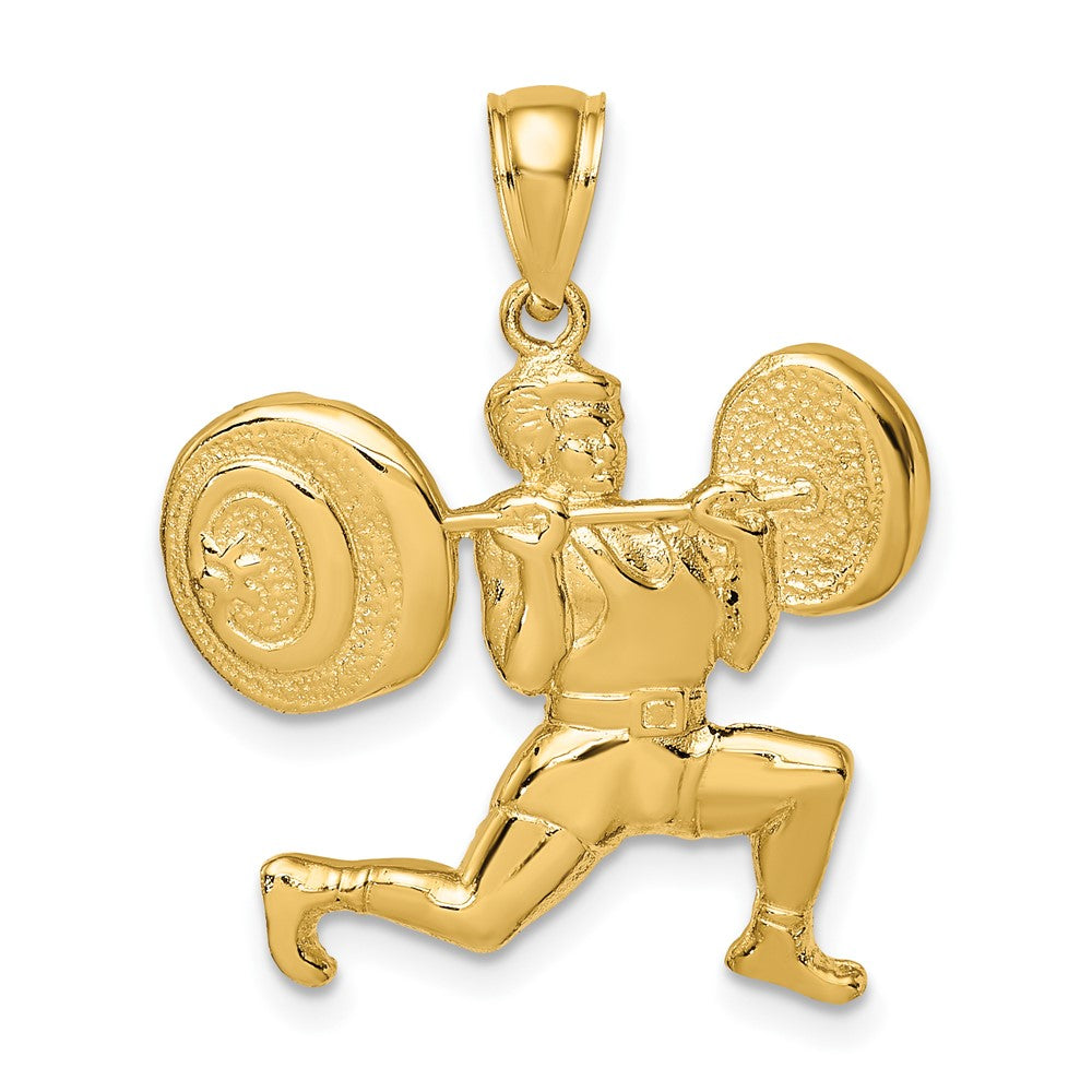 10k Yellow Gold 23.1 mm Solid Polished Weightlifter Charm (2.61 grams)