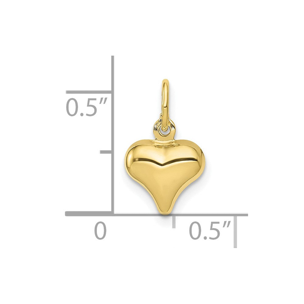 10k Yellow Gold 9 mm Polished 3-D Heart Charm (0.28 grams)