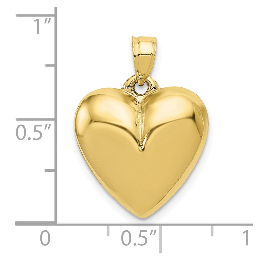 10k Yellow Gold 16 mm Polished 3-D Heart Pendant
