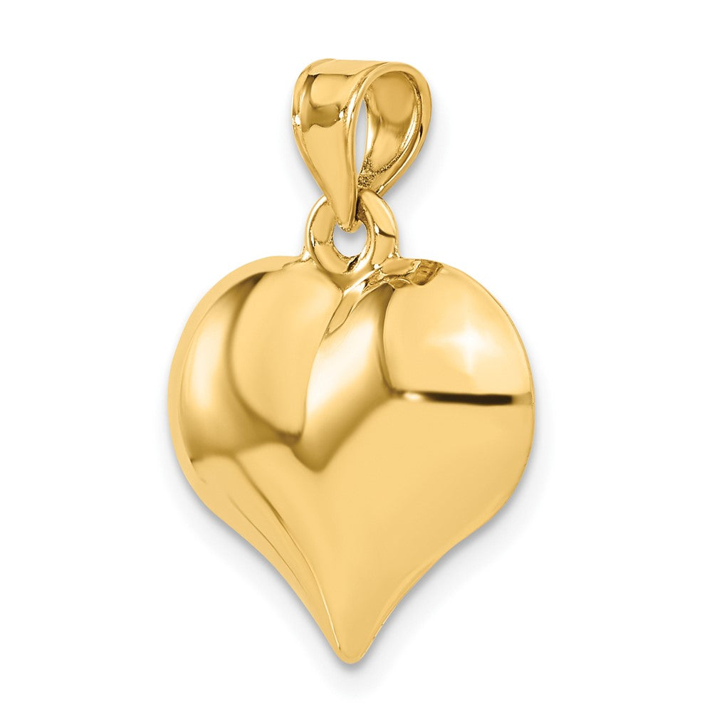 10k Yellow Gold 18 mm Polished 3-D Heart Pendant (1.04 grams)