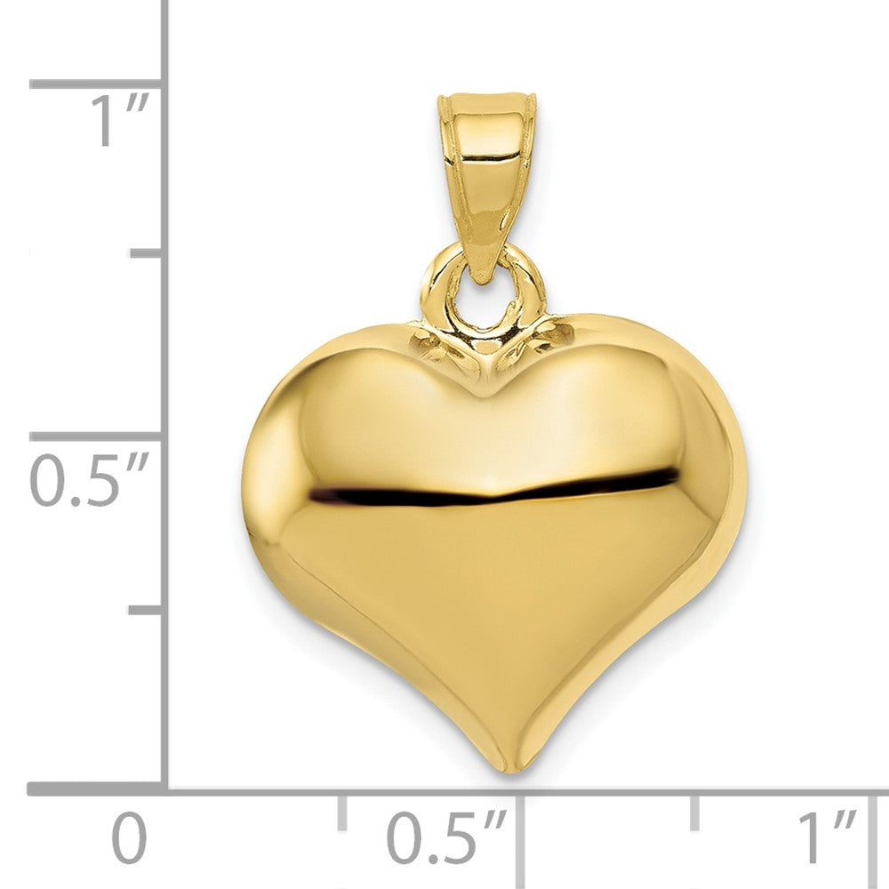10k Yellow Gold 18 mm Polished 3-D Heart Pendant (1.04 grams)