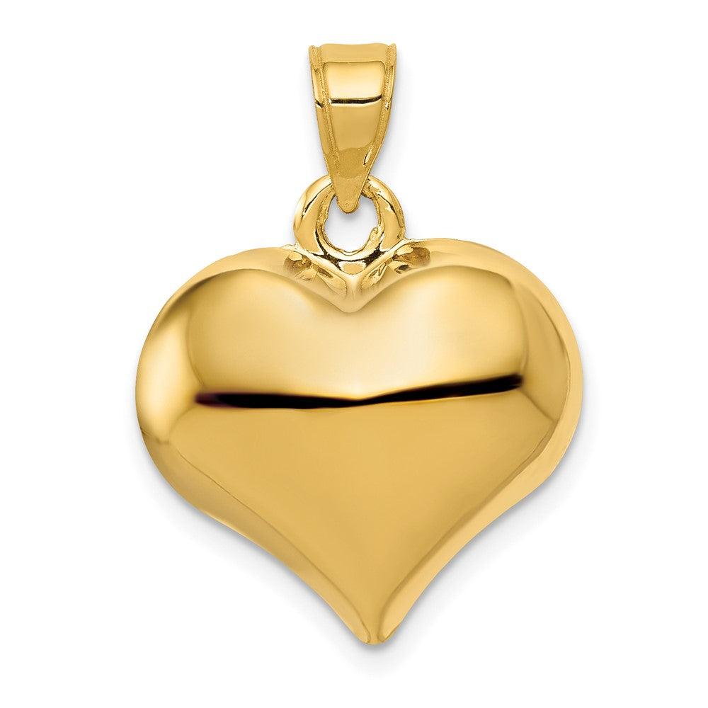 10k Yellow Gold 18 mm Polished 3-D Heart Pendant