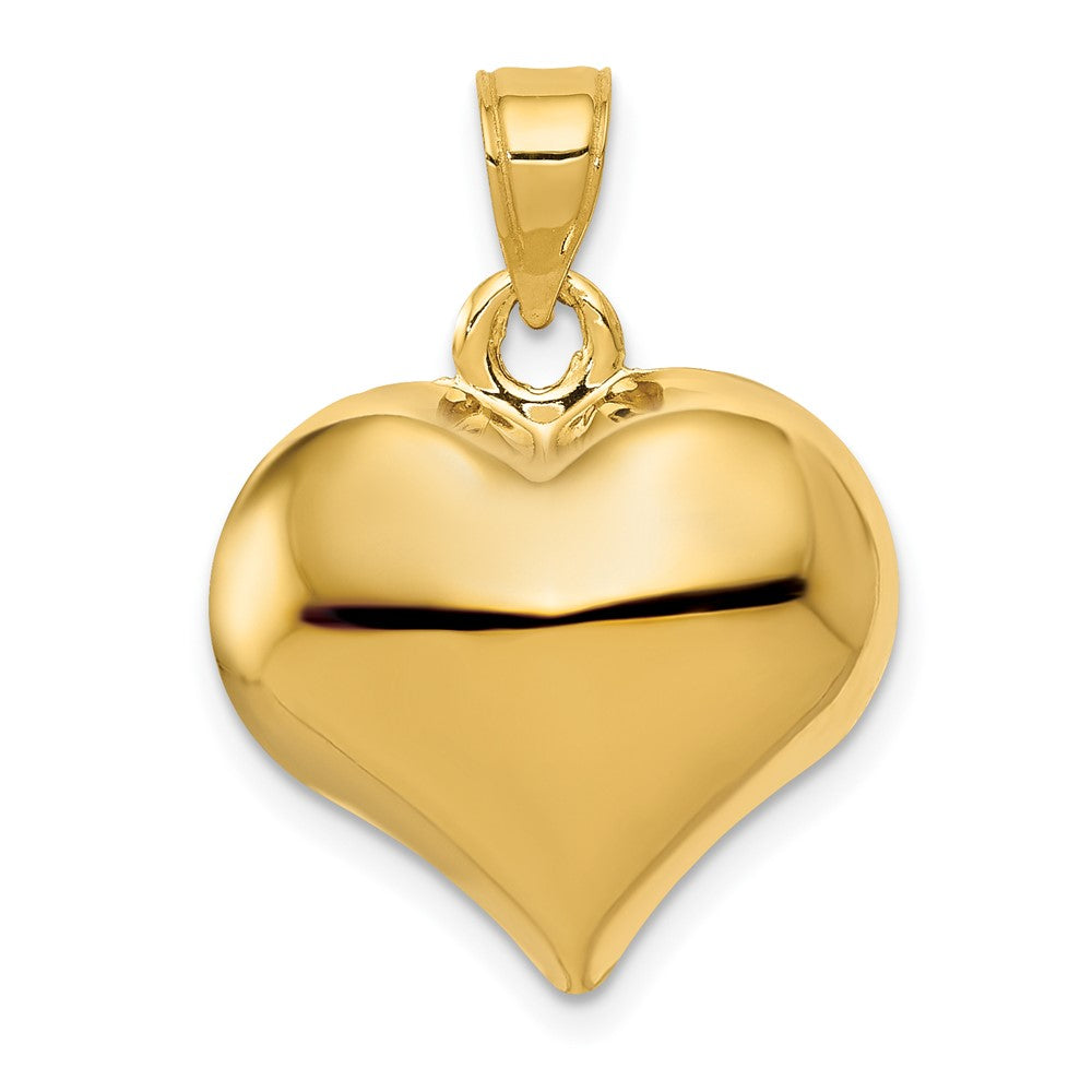 10k Yellow Gold 18 mm Polished 3-D Heart Pendant (1.04 grams)