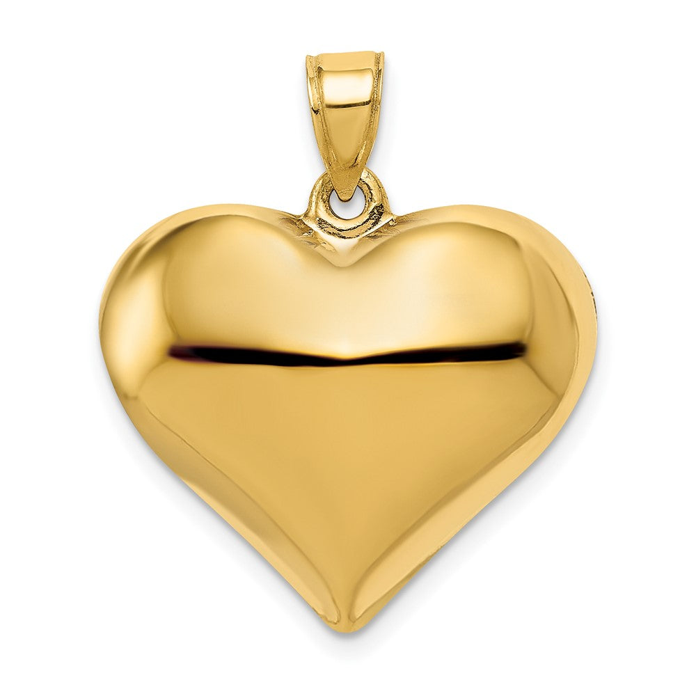 10k Yellow Gold 22 mm Polished 3-D Heart Pendant