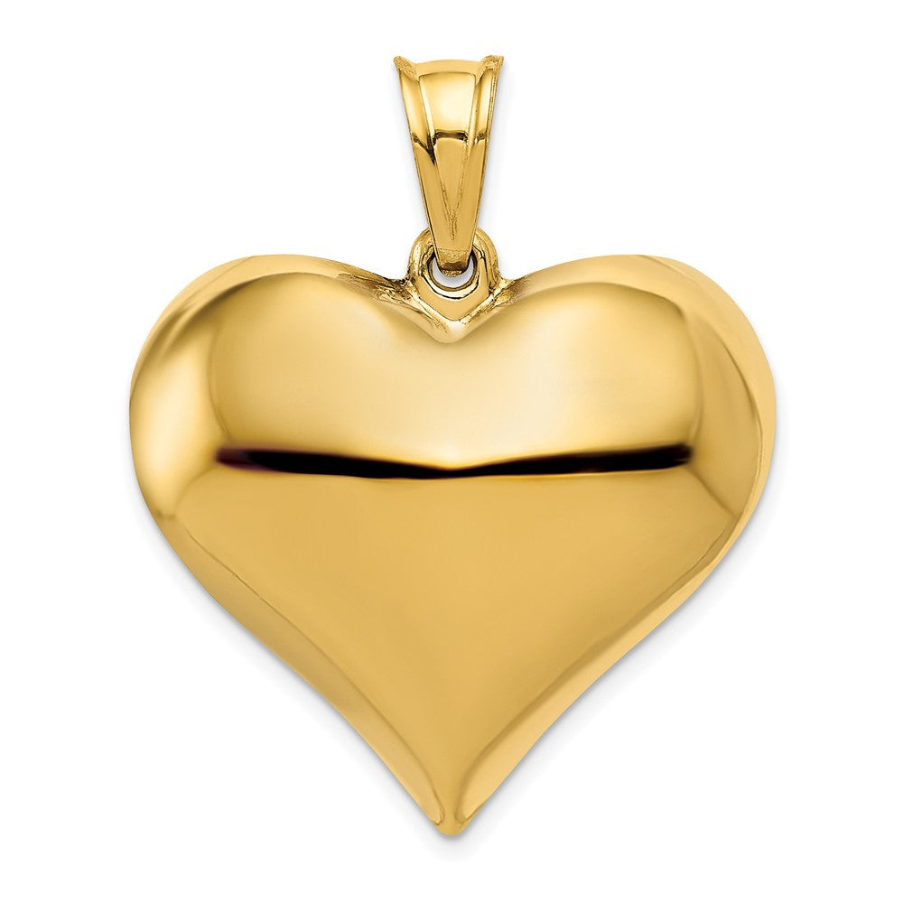10k Yellow Gold 31 mm Polished 3-D Heart Pendant (3.11 grams)