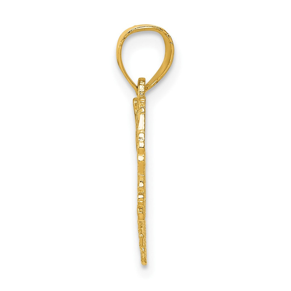 10k Yellow Gold 15 mm Polished Floral Border Heart Pendant (0.55 grams)