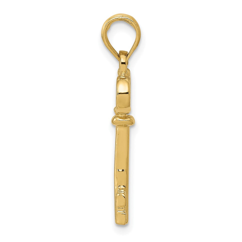 10k Yellow Gold 8 mm Polished 3-D Key Charm (1.09 grams)
