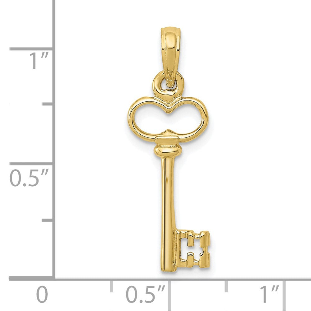 10k Yellow Gold 8 mm Polished 3-D Key Charm (1.09 grams)