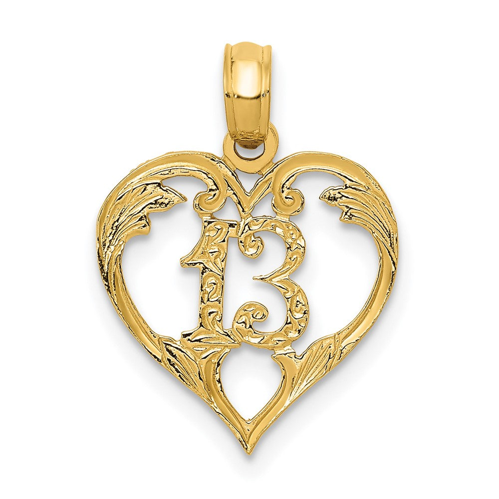 10k Yellow Gold 13 mm in Heart Cut-out Pendant (0.59 grams)