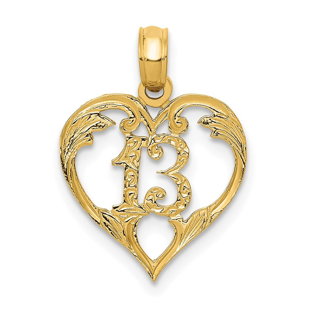 10k Yellow Gold 13 mm in Heart Cut-out Pendant