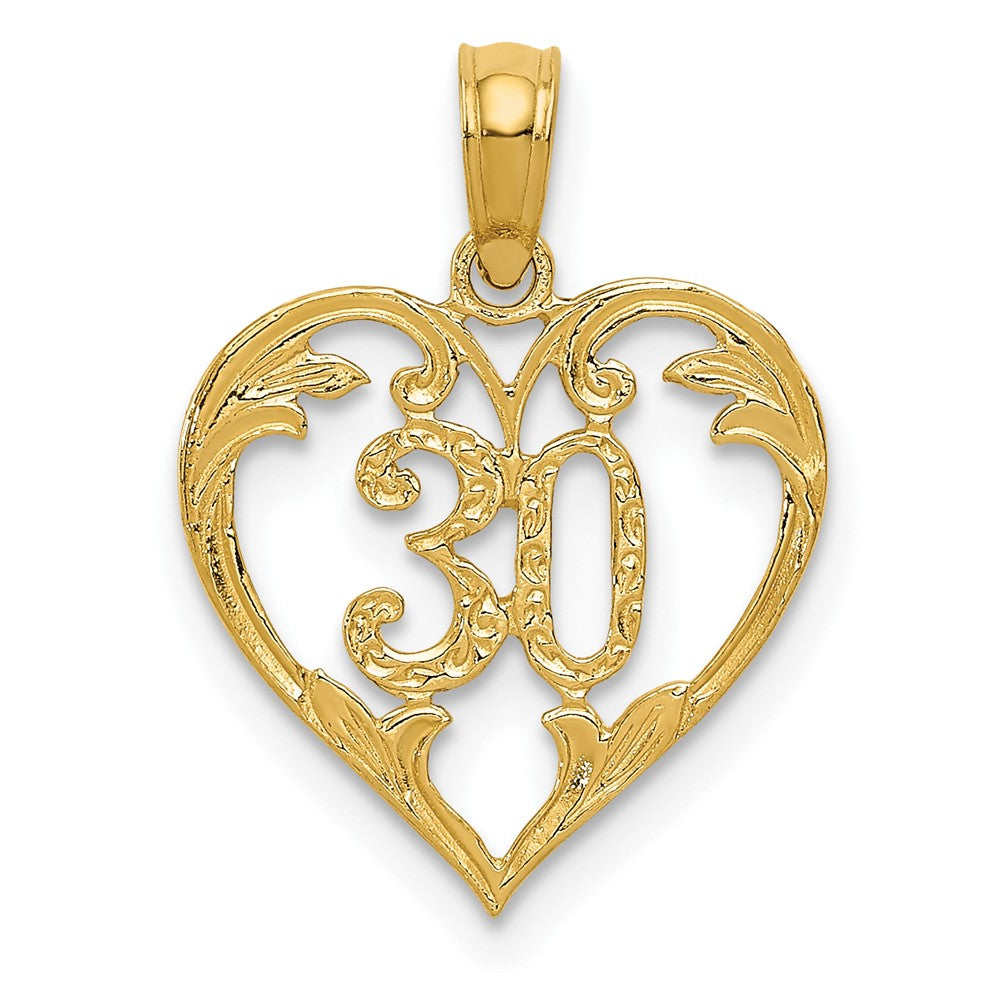 10k Yellow Gold 14 mm 30 in Heart Cut-out Pendant