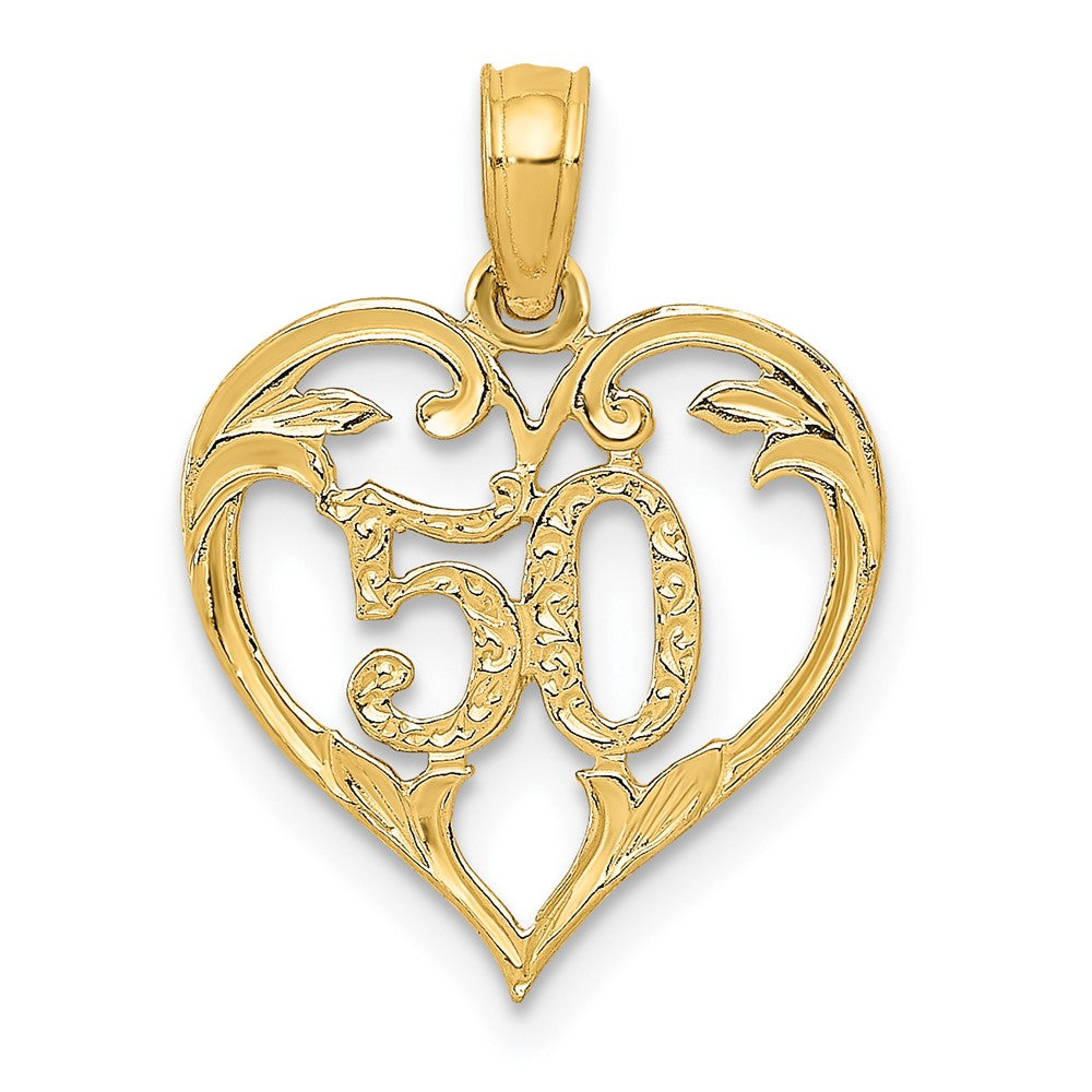 10k Yellow Gold 14 mm 50 in Heart Cut-out Pendant