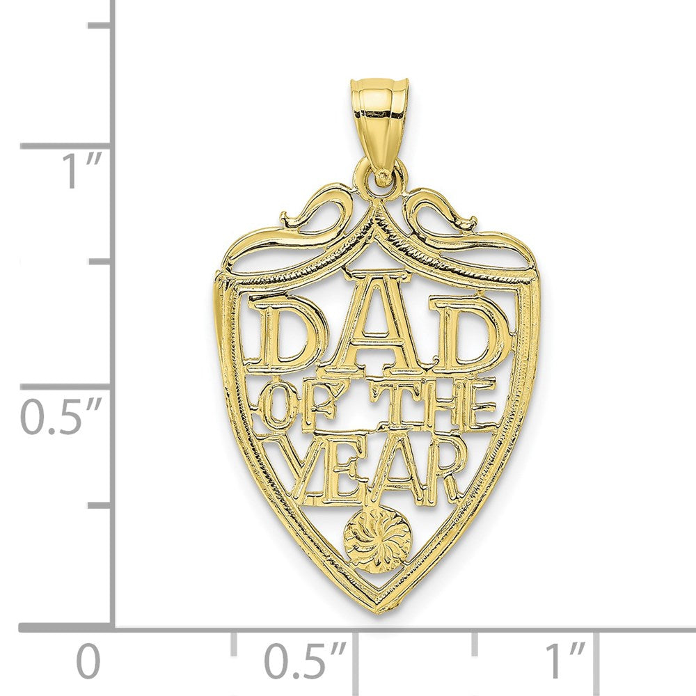 10k Yellow Gold 7.1 mm DAD OF THE YEAR Plaque Pendant (1.26 grams)