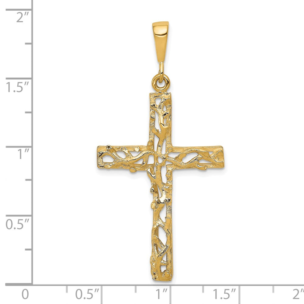 10k Yellow Gold 23 mm Satin Polished Antiqued Cross Pendant (2.32 grams)