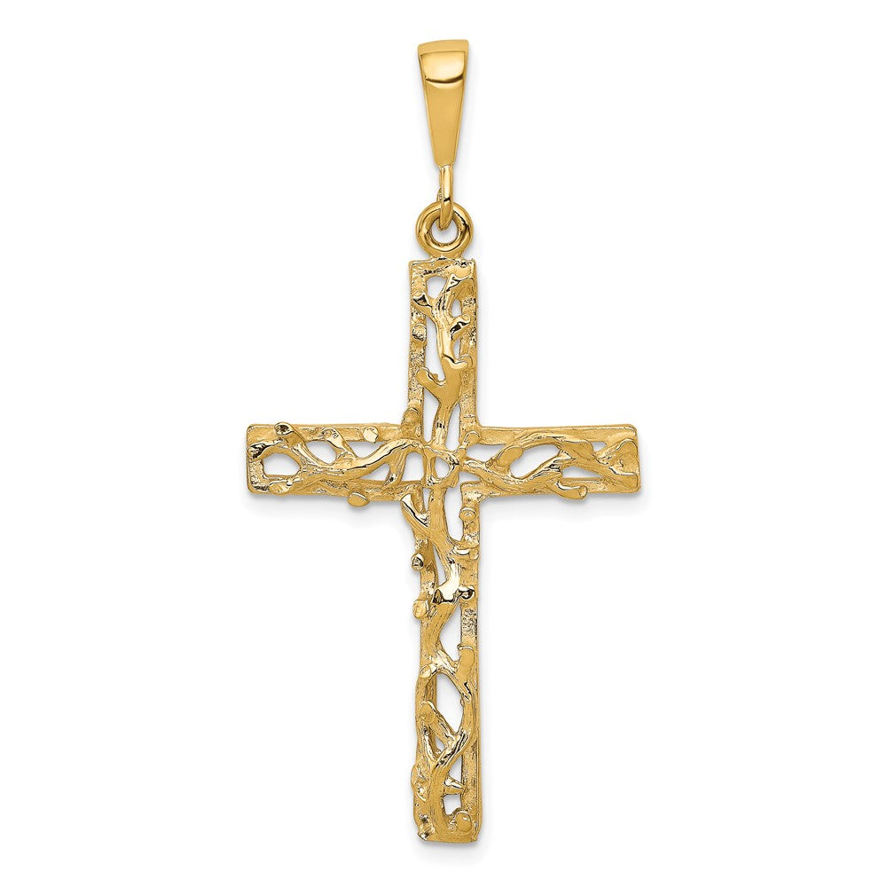 10k Yellow Gold 23 mm Satin Polished Antiqued Cross Pendant (2.32 grams)